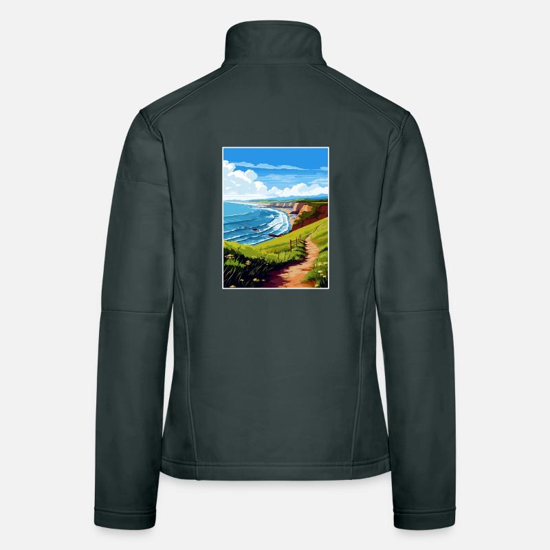 North Devon Aonb Reise Poster Souvenir Farbe WPA Frauen Softshelljacke