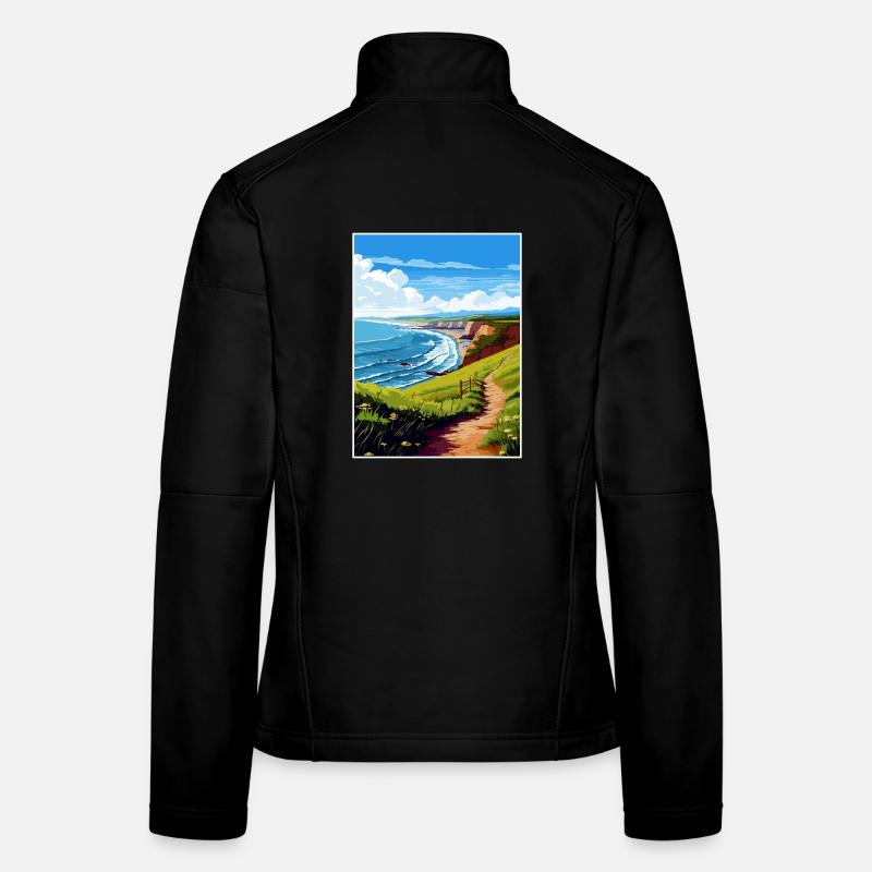 North Devon Aonb Travel Poster Souvenir Paint WPA Women's Softshell Jacket