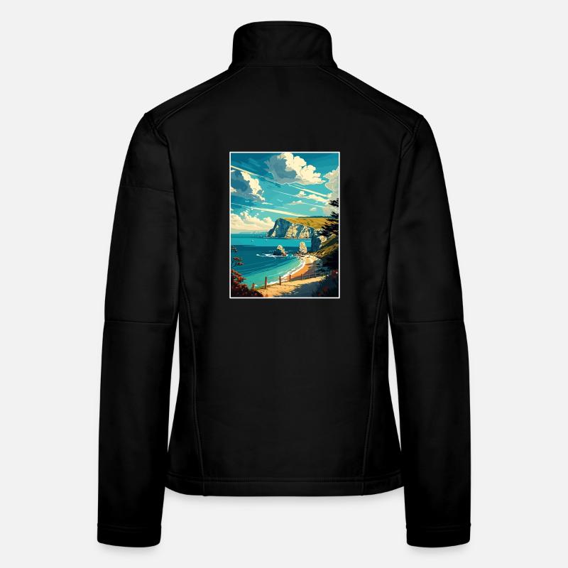 Île de Wight Anob Affiche de voyage Souvenir Peinture WP Veste en tissu softshell Femme