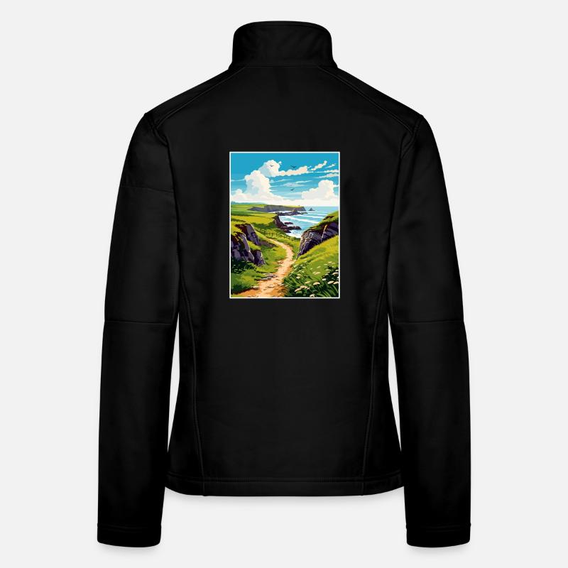 Hartland Quay Devon Vintage Reiseposter Souvenir Frauen Softshelljacke