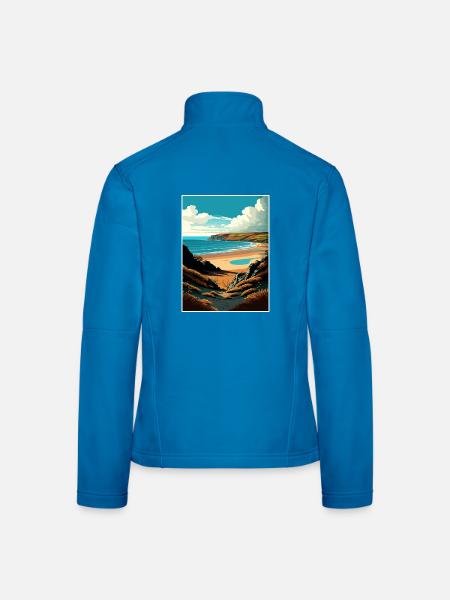 Gower Halbinsel Anob Reise Poster Souvenir WPA - Frauen Softshelljacke - Schwarz - Hinten