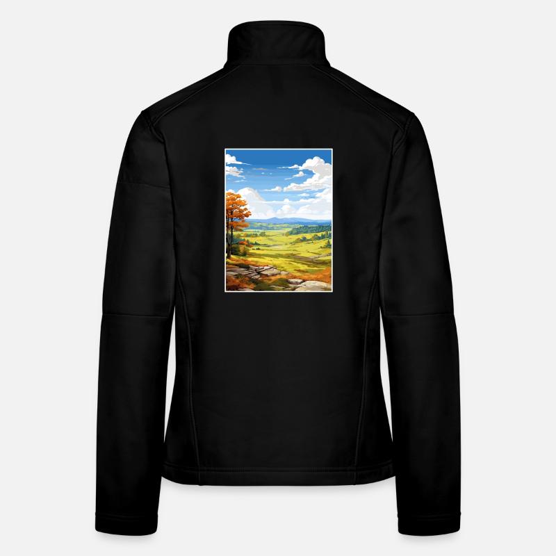Clwydian Range und Dee Valley Aonb Reiseposter Frauen Softshelljacke