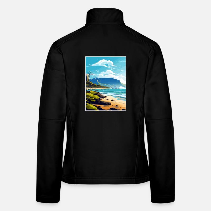 Montagne de la Table Afrique du Sud Affiche de voyage souvenir Veste en tissu softshell Femme