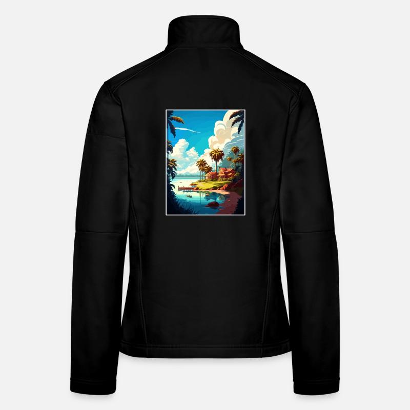 Goa Inde Voyage Affiche Souvenir Carte Postale Peinture Veste en tissu softshell Femme