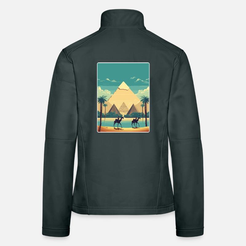 Le Caire, Égypte, Grandes Pyramides De Gizeh, Affiche De Voyage Veste en tissu softshell Femme