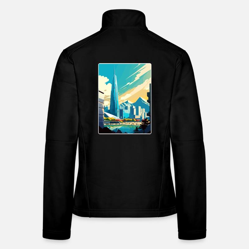 Séoul Corée du Sud Affiche de voyage Peinture Souvenir WPA Veste en tissu softshell Femme