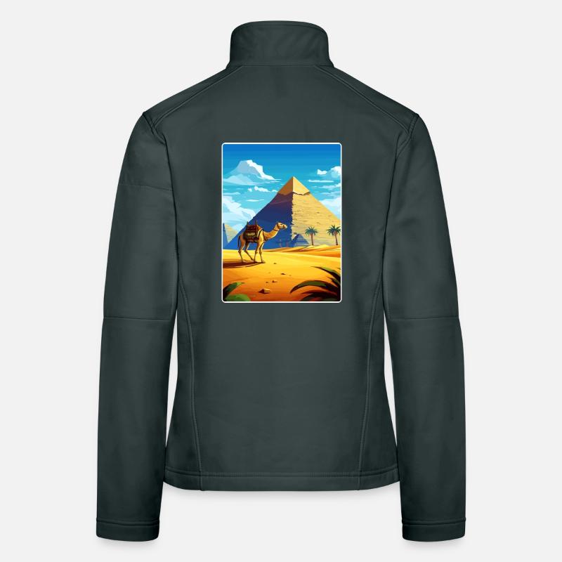 Le Caire, Égypte, Grandes Pyramides De Gizeh, Affiche De Voyage Veste en tissu softshell Femme