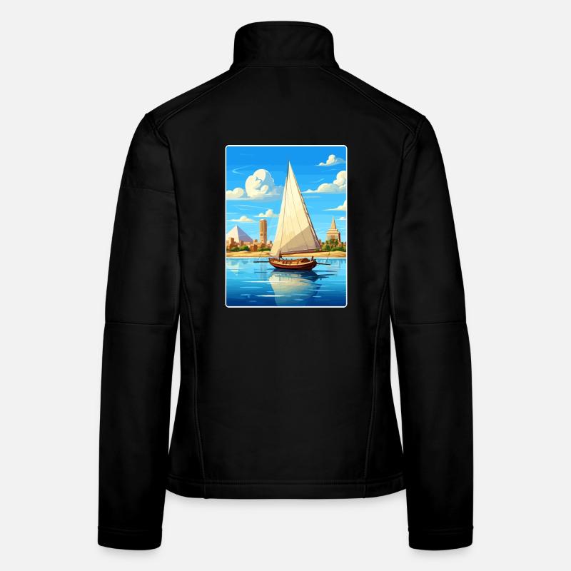 Le Caire, Égypte, Grandes Pyramides De Gizeh, Affiche De Voyage Veste en tissu softshell Femme
