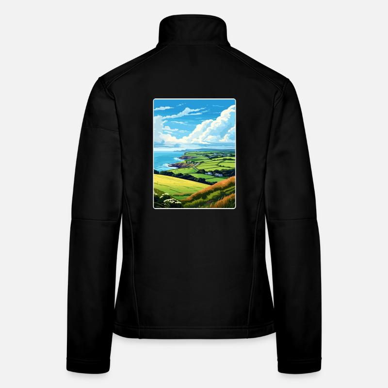 Cornwall Aonb Reise Poster Souvenir Malerei WPA Frauen Softshelljacke