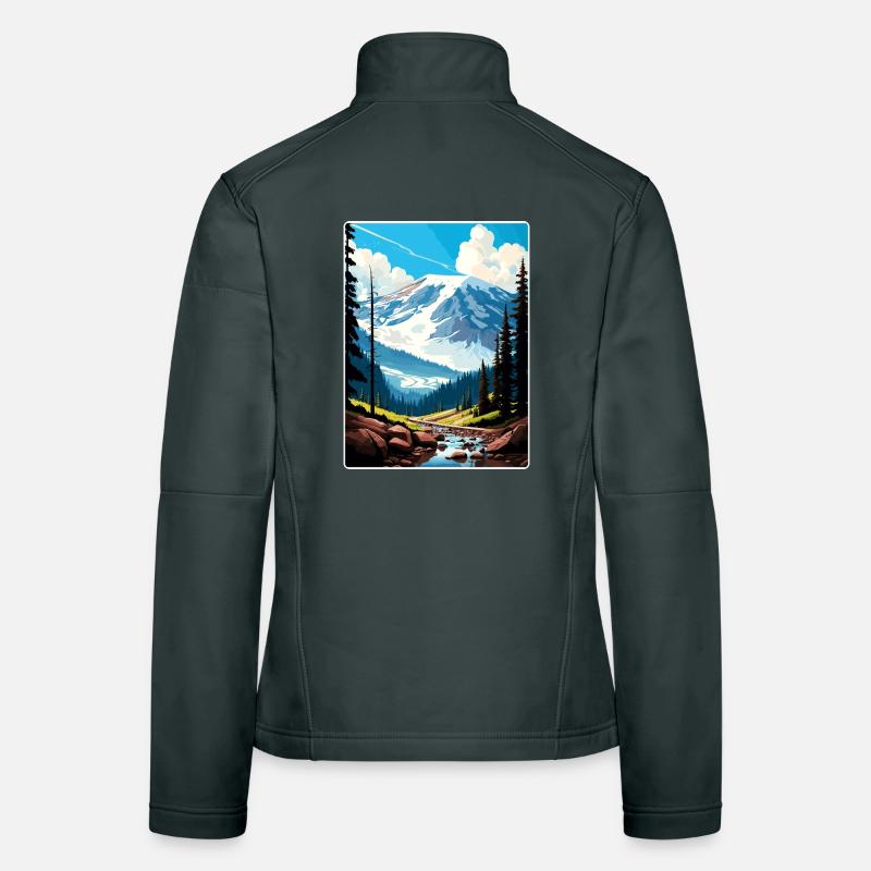 Affiche de voyage du parc national du Mont Rainier Veste en tissu softshell Femme