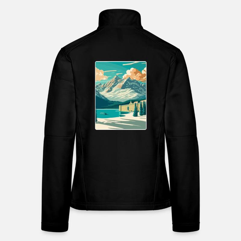 Station de ski de Saint-Moritz Affiche de voyage en montagne Veste en tissu softshell Femme