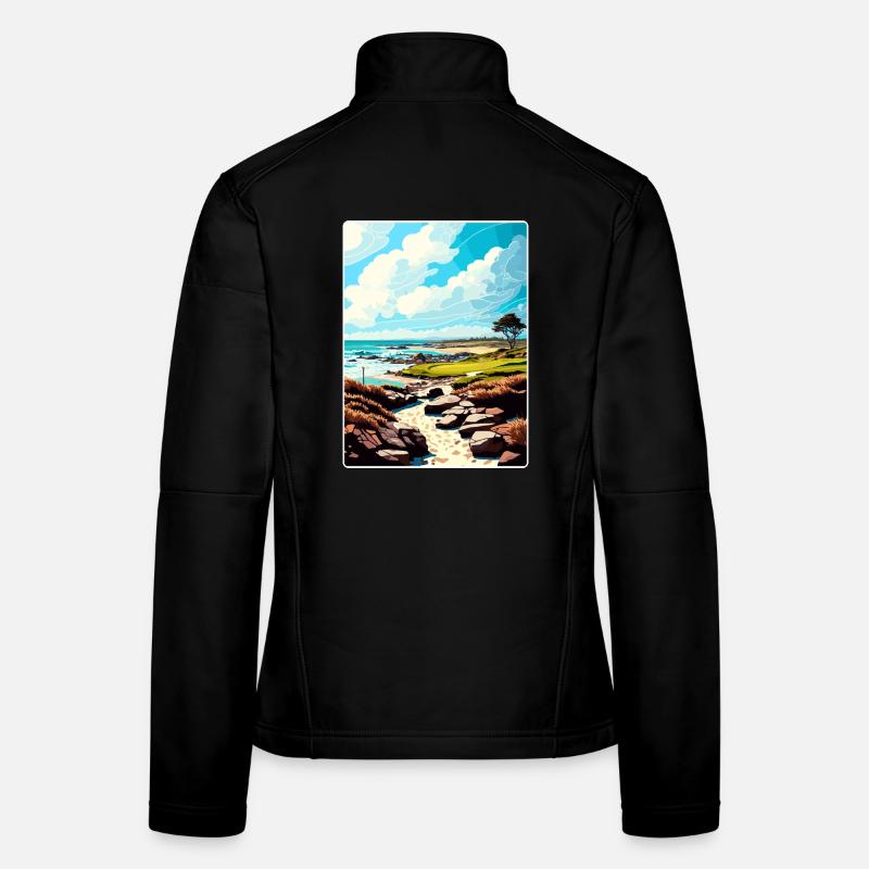 Le lien à Spanish Bay Golf Carte d’affiche de voyage Veste en tissu softshell Femme