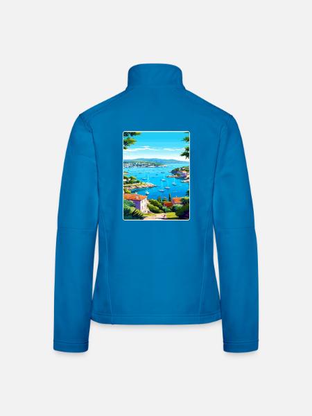 Cote Dazur France Travel Poster Souvenir Paint WPA - Women's Softshell Jacket - black - Back