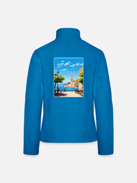 Triste Italy Travel Poster Souvenir Postcard Paint - Women's Softshell Jacket - black - Back