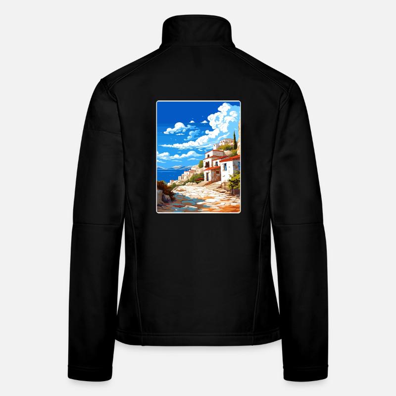 Péninsule de Mani Grèce Affiche de voyage Souvenir WPA Veste en tissu softshell Femme