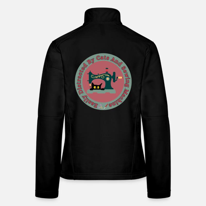 Chat à la machine à coudre rétro Veste en tissu softshell Femme