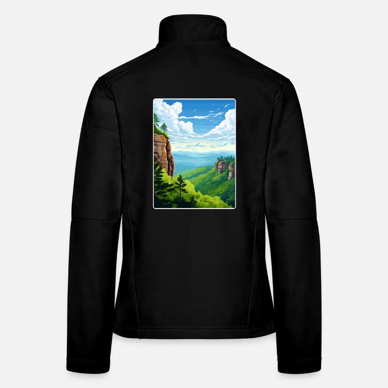 Montagnes de grès de l’Elbe Allemagne Affiche de voyage WPA Veste en tissu softshell Femme