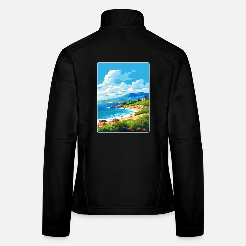 Péninsule de Mani Grèce Affiche de voyage Souvenir WPA Veste en tissu softshell Femme