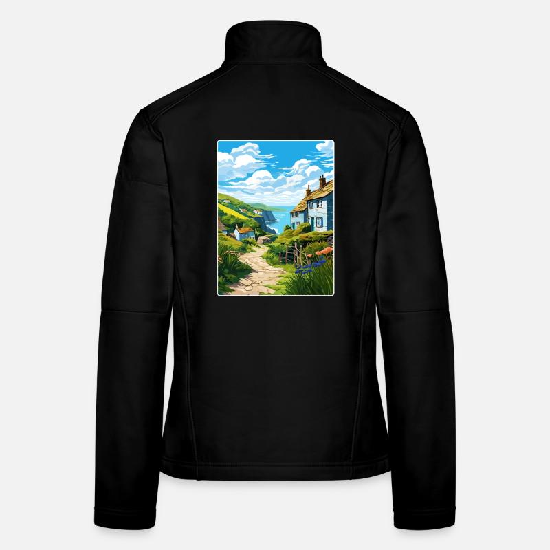Cadgwith Cornwall England Reiseposter Souvenir Frauen Softshelljacke