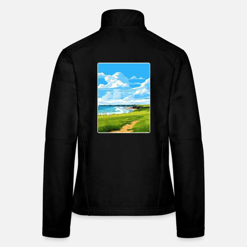 Bude Cornouailles Angleterre Affiche de voyage Souvenir WPA Veste en tissu softshell Femme