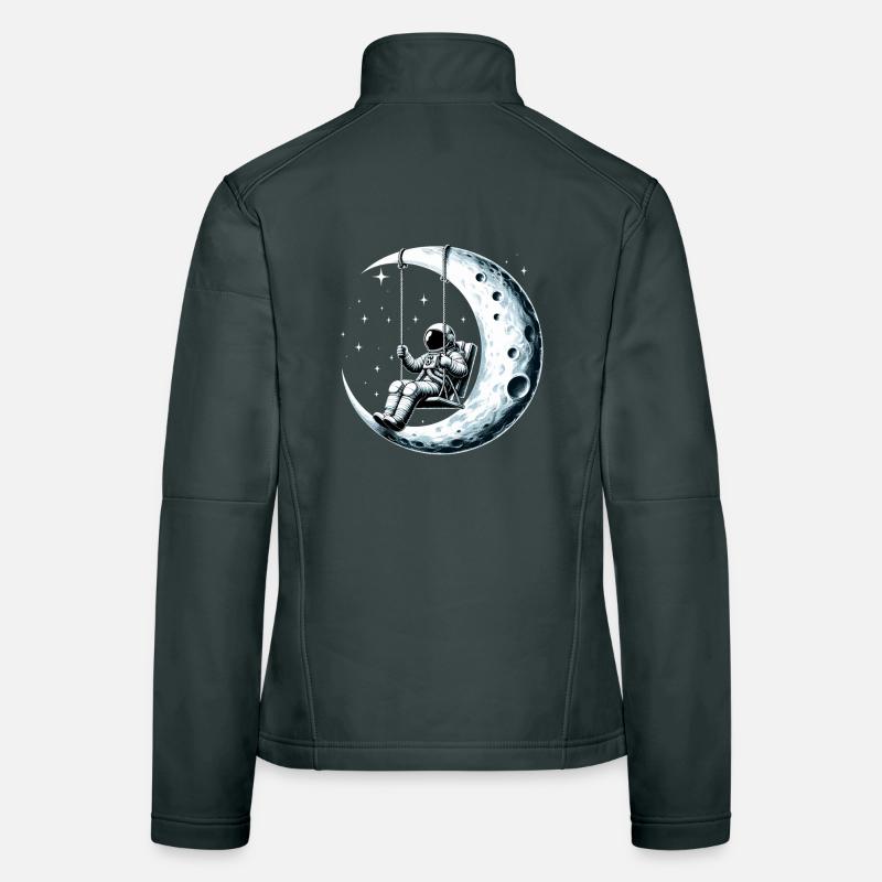 Astronaut Spaceman Rocking Swing Moon Gesch Women's Softshell Jacket