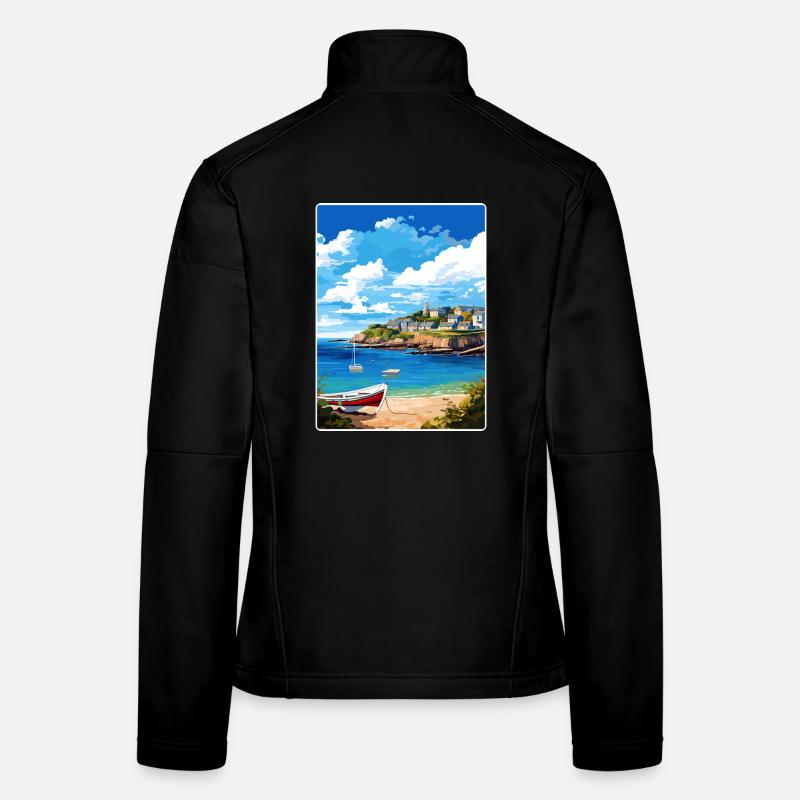 Coverack Cornouailles Angleterre Affiche de voyage souvenir Veste en tissu softshell Femme