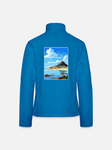 Marazion Cornwall England Travel Poster Souvenir - Women's Softshell Jacket - black - Back