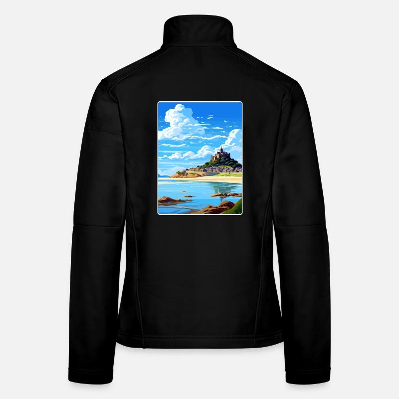 Marazion Cornouailles Angleterre Affiche de voyage souvenir Veste en tissu softshell Femme