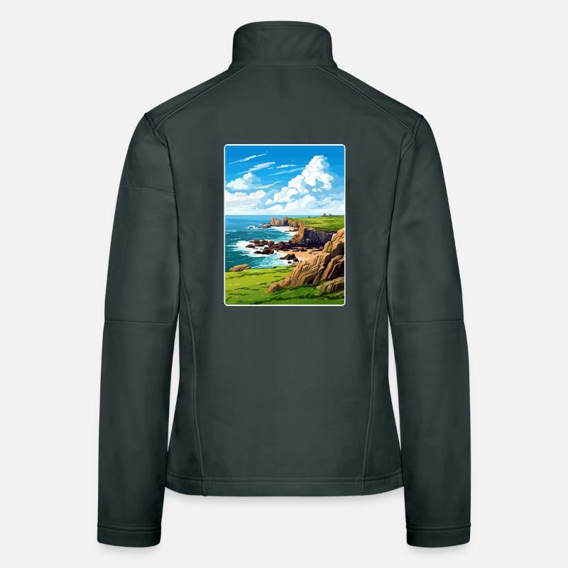 Lands End Cornouailles Angleterre Affiche de voyage souvenir Veste en tissu softshell Femme
