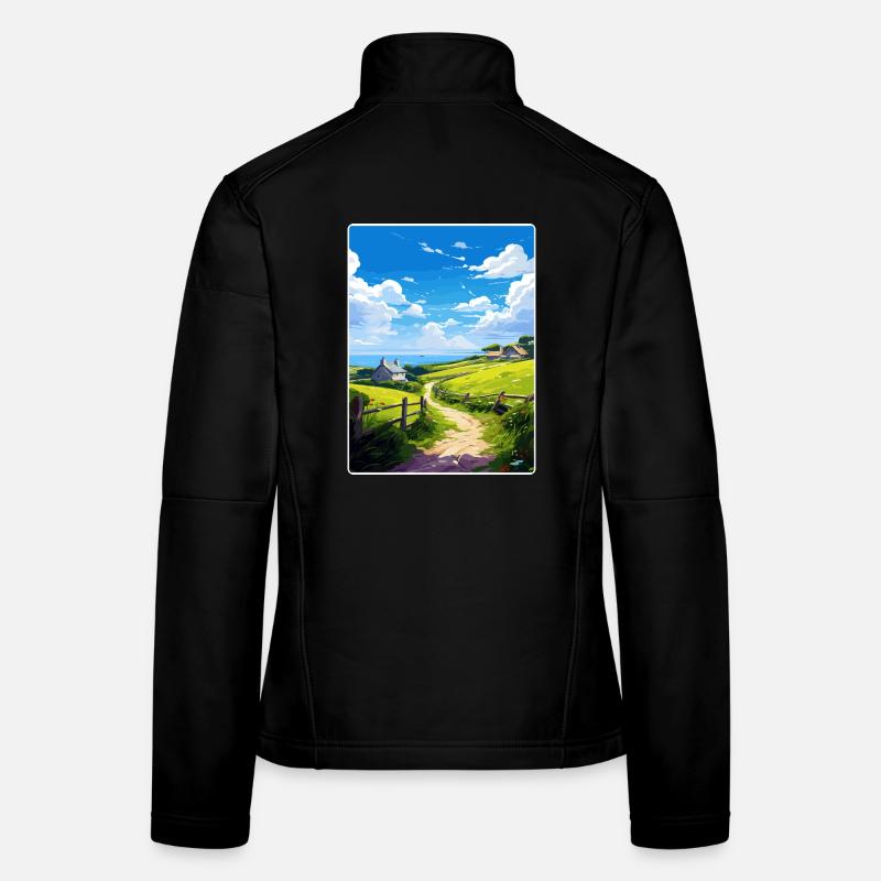 Lamorna Cornouailles Angleterre Affiche de voyage souvenir Veste en tissu softshell Femme