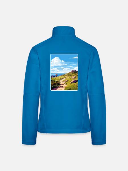 Lands End Cornwall England Travel Poster Souvenir - Women's Softshell Jacket - black - Back