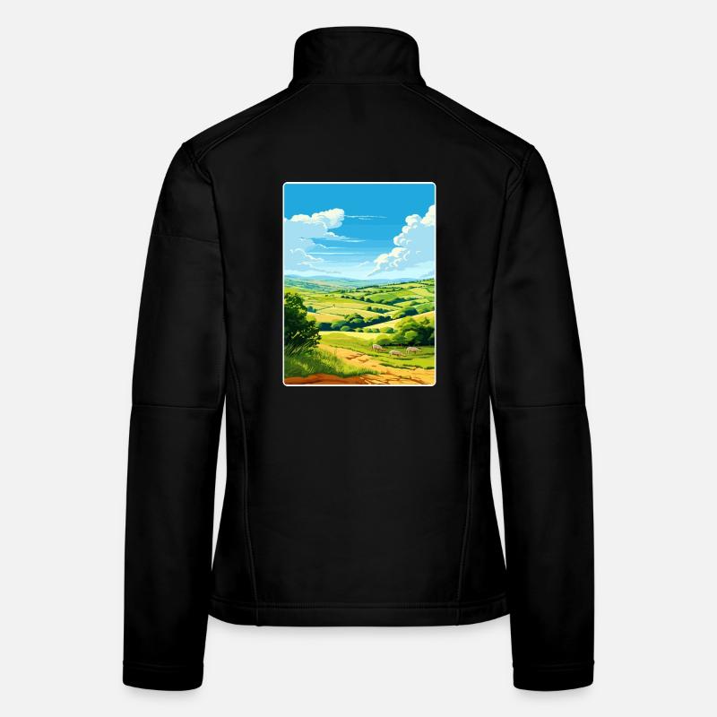 Camel Valley, Cornouailles, Angleterre, Carte d’affiche de voyage Veste en tissu softshell Femme
