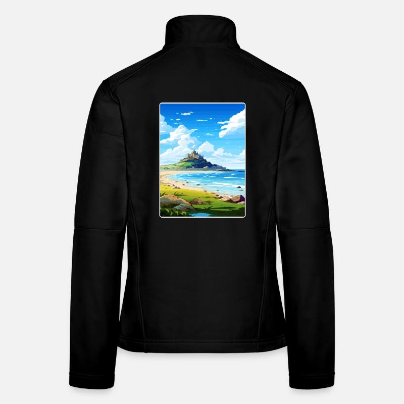 Marazion Cornouailles Angleterre Affiche de voyage souvenir Veste en tissu softshell Femme