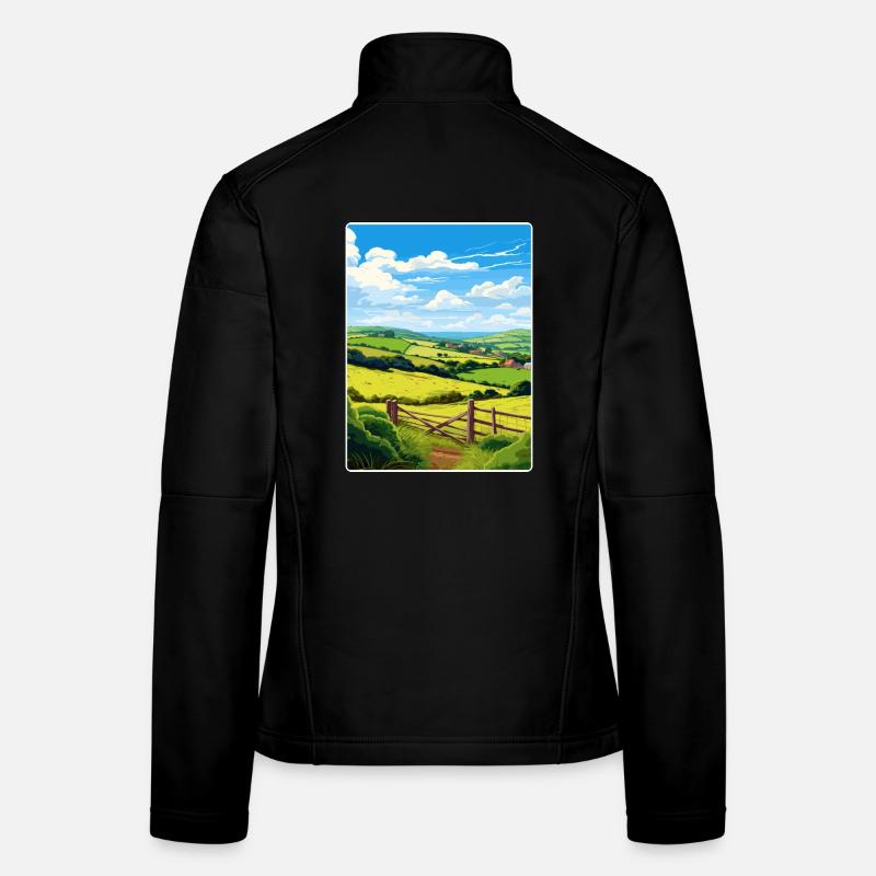 Kendijack Valley Cornwall England Travel Poster Women's Softshell Jacket