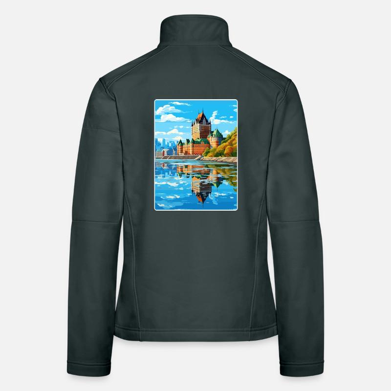 Québec Canada Affiche de voyage Peinture Souvenir WP Veste en tissu softshell Femme
