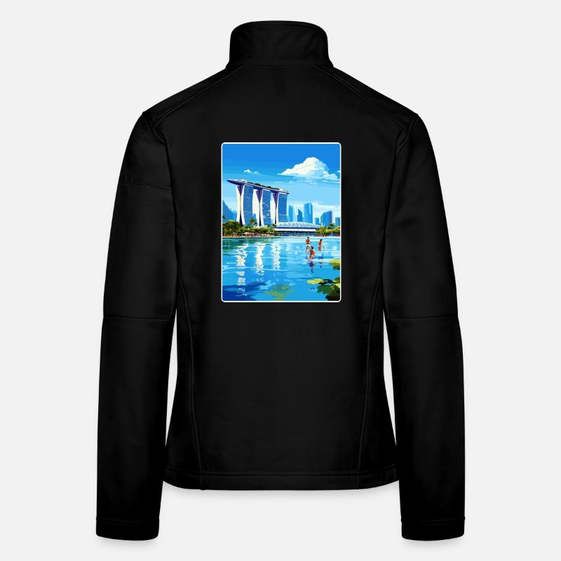 Marina Bay Sands Singapour Affiche de voyage souvenir Veste en tissu softshell Femme