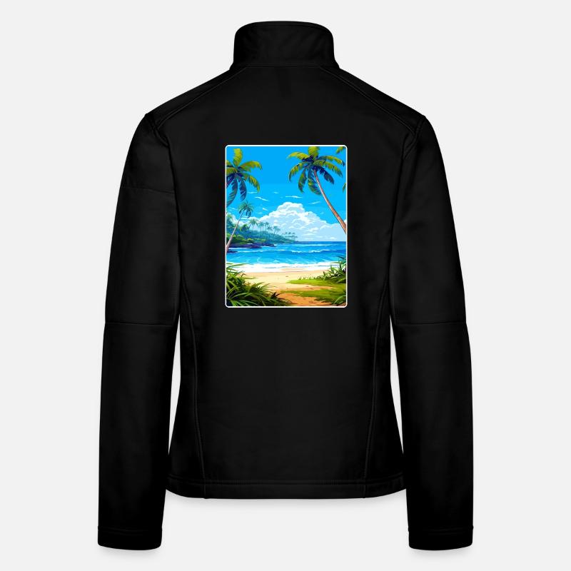 Barbade Caraïbes Voyage Affiche Souvenir Peinture WP Veste en tissu softshell Femme