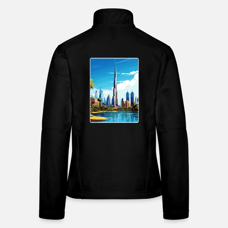 Dubaï Émirats arabes unis Affiche de voyage souvenir Veste en tissu softshell Femme