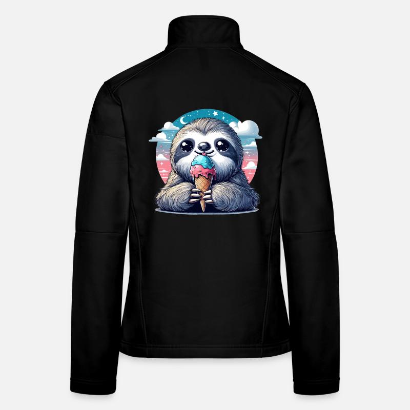 Glace Glace Azzurro Mignon paresseux avec Cadeau de Glace Veste en tissu softshell Femme