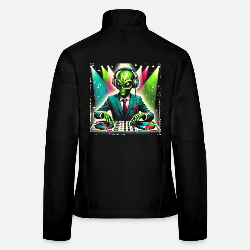 Stylish Alien DJ – Galactic Party Vibes Design Women's Softshell Jacket