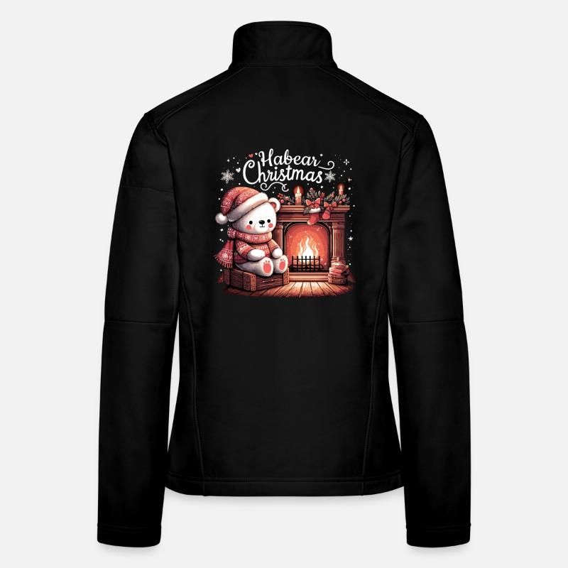 Cadeau de cheminée de Noël ours polaire Veste en tissu softshell Femme
