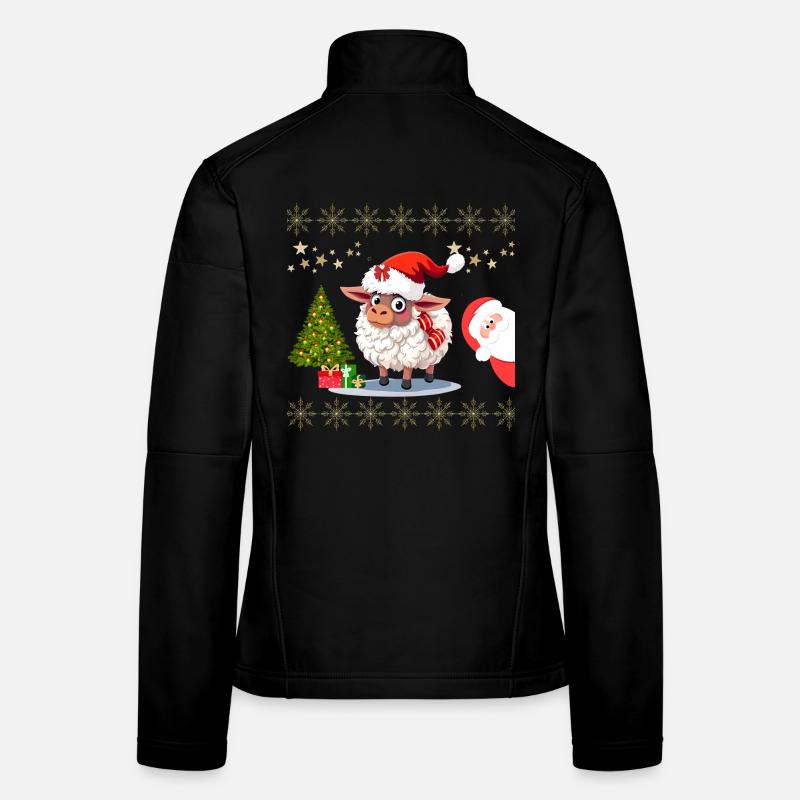 Festliches Weihnachtsschaf - Pullis und Süße Kleid - Frauen Softshelljacke - Schwarz