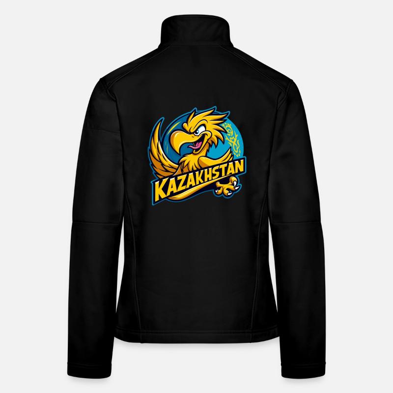 Kazakhstan Eagle Crest Cartoon Flag Gift Women's Softshell Jacket