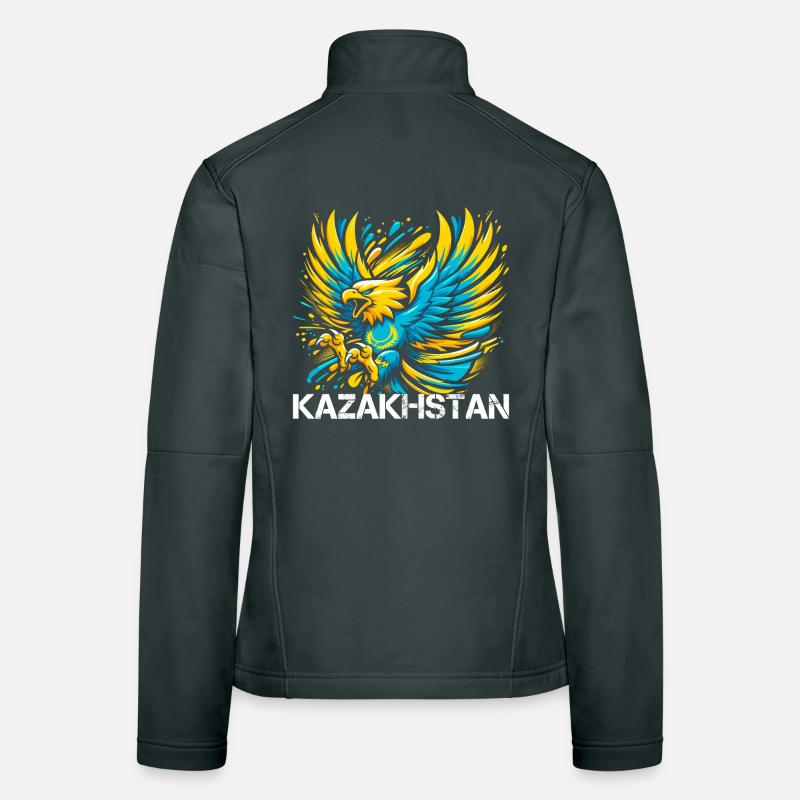 Kazakhstan aigle drapeau drapeau Cool Gift Veste en tissu softshell Femme