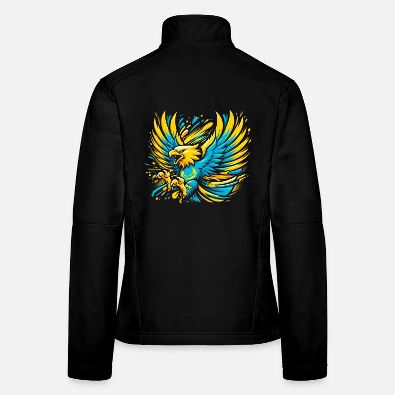 Kazakhstan aigle drapeau drapeau Cool Gift Veste en tissu softshell Femme
