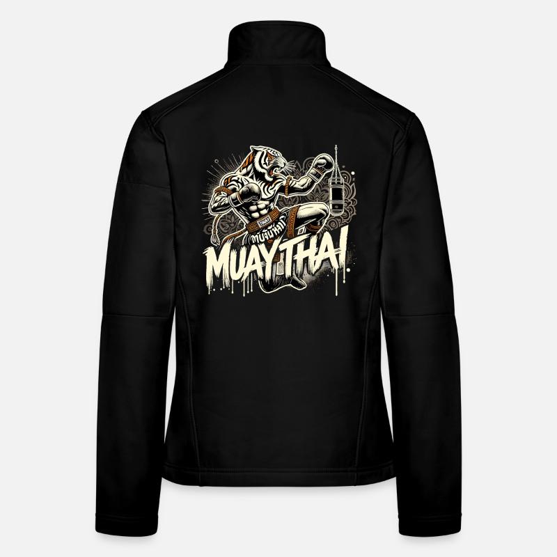 Muay Thai Tiger Boxe thaïlandaise Kickboxing Boxe Cadeau Veste en tissu softshell Femme