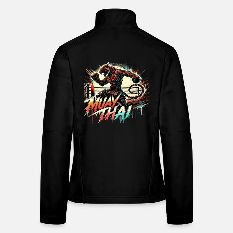 Muay Thai Tiger Boxe thaïlandaise Kickboxing Boxe Cadeau Veste en tissu softshell Femme
