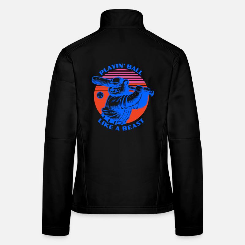 Baseball bear in retro style Women's Softshell Jacket