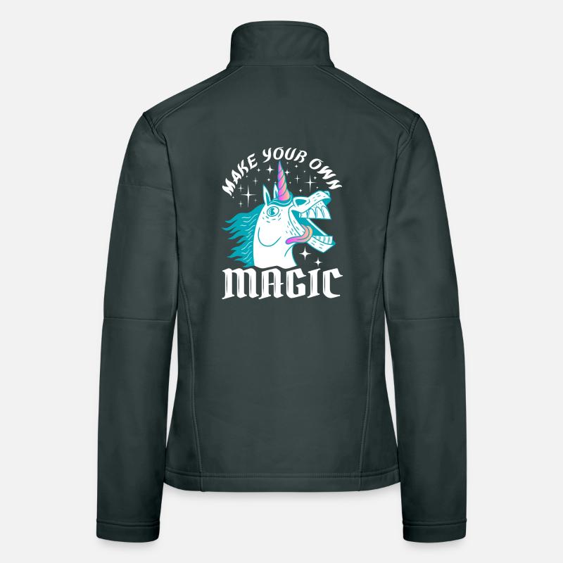 Make Your Own Magic – Crazy Unicorn Design Women's Softshell Jacket