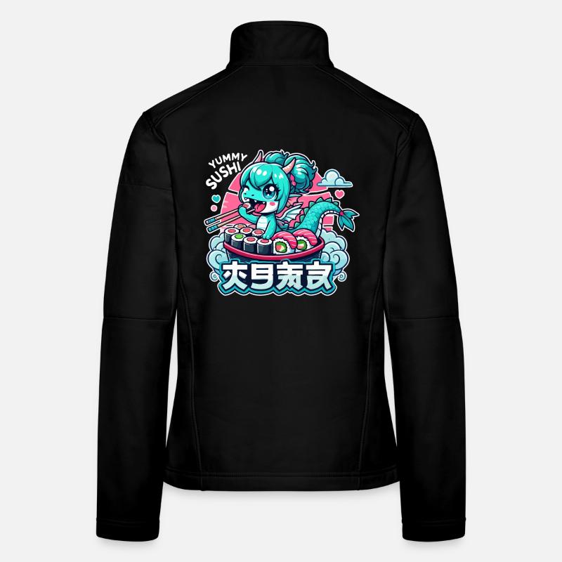 Dragon Maki Sushi Kawaii Gift - Women's Softshell Jacket - black